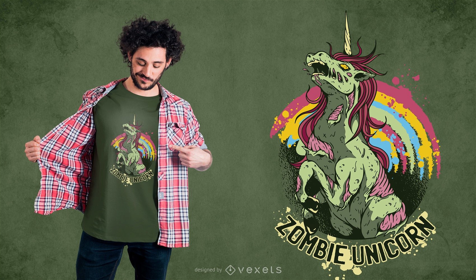 Zombie unicorn t-shirt design