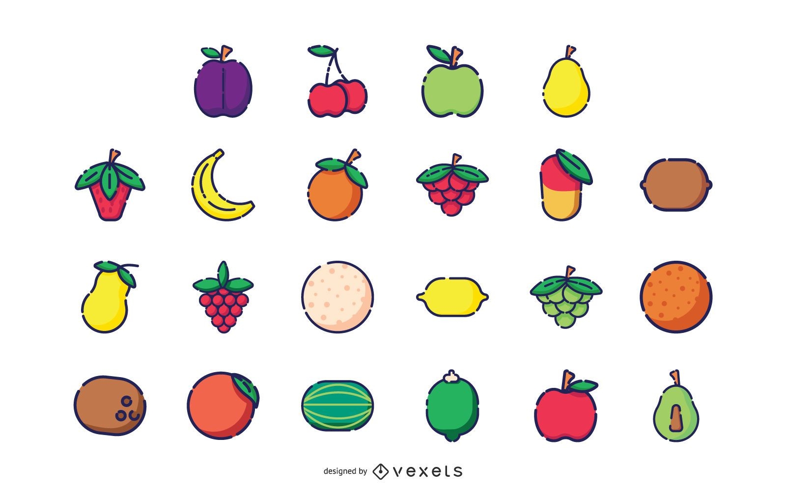 Colección de iconos de frutas