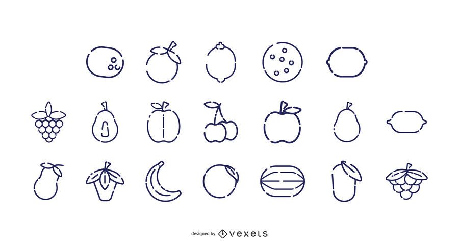 Fruit stroke icon collection Fruit stroke icon collection