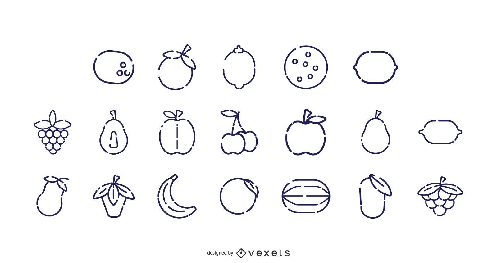 Fruit stroke icon collection