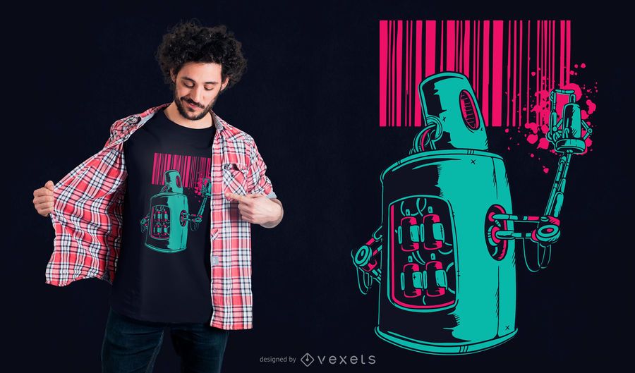Diseño de camiseta robot graffiti. Diseño de camiseta robot graffiti.