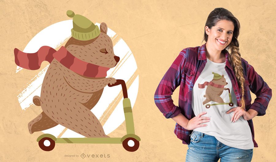 Projeto do t-shirt do urso do "trotinette" Projeto do t-shirt do urso do "trotinette"