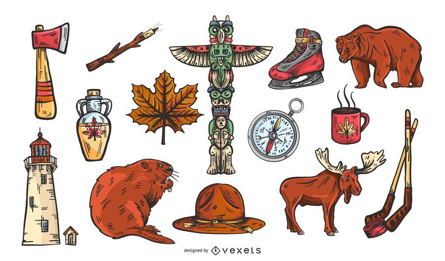 Canada elements vector set Canada elements vector set