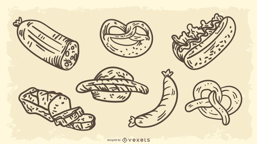 Conjunto de vetores de alimentos tradicionais da Alemanha Conjunto de vetores de alimentos tradicionais da Alemanha