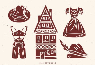 Germany elements silhouette set