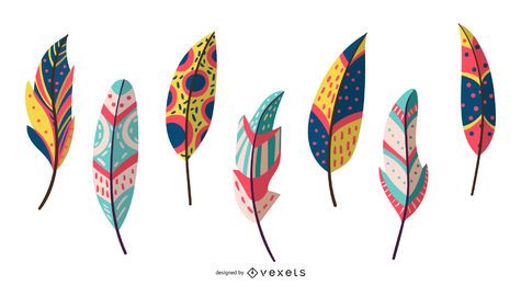 Boho Federn Vektor festgelegt Boho Federn Vektor festgelegt