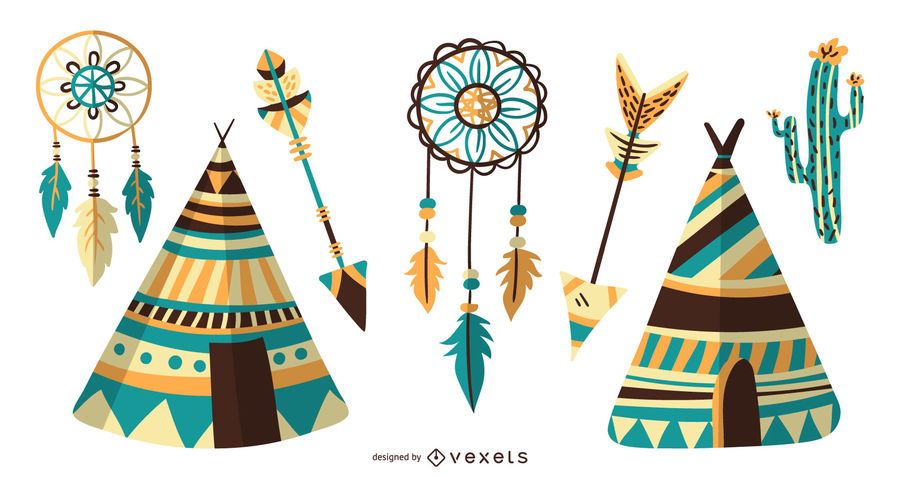 Colección de diseño de iconos de nativos americanos Colección de diseño de iconos de nativos americanos