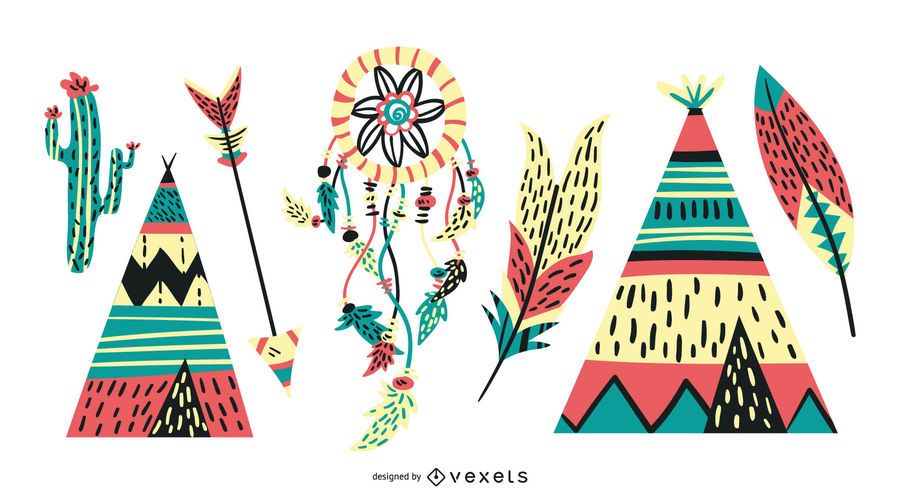 Vibrantes iconos nativos americanos Vibrantes iconos nativos americanos