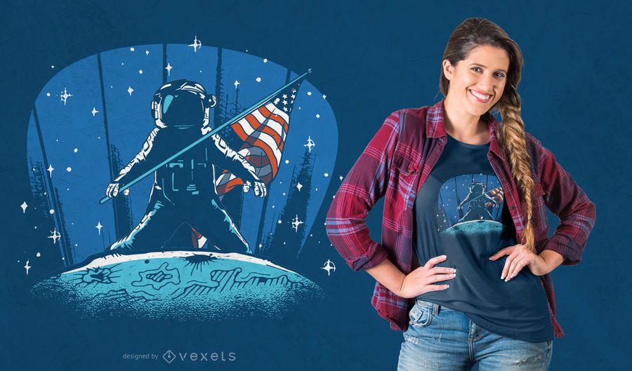 Design de t-shirt de pouso de astronauta na lua Design de t-shirt de pouso de astronauta na lua