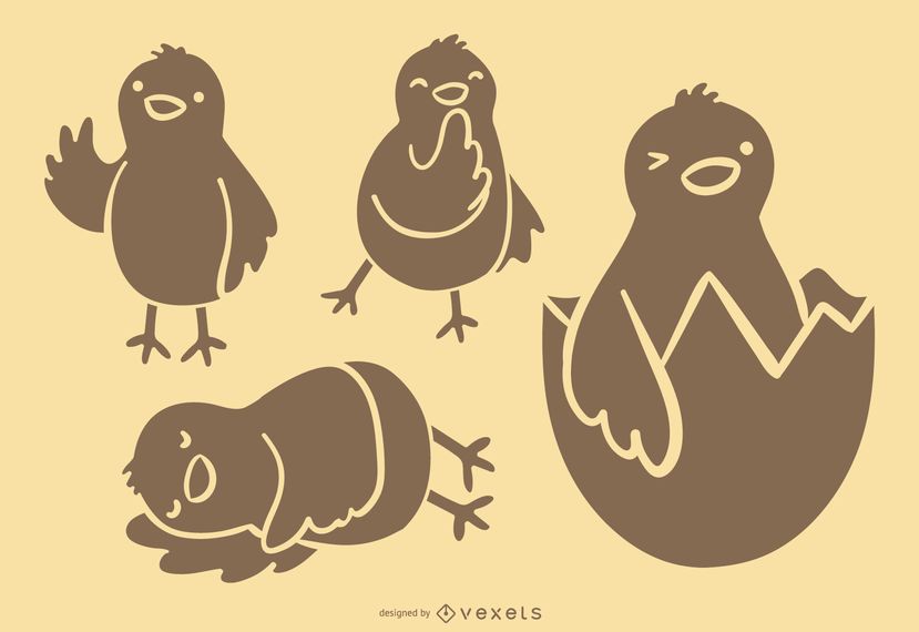 Silhueta de frango dos desenhos animados Silhueta de frango dos desenhos animados