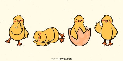 Diseños lindos de la historieta del polluelo
