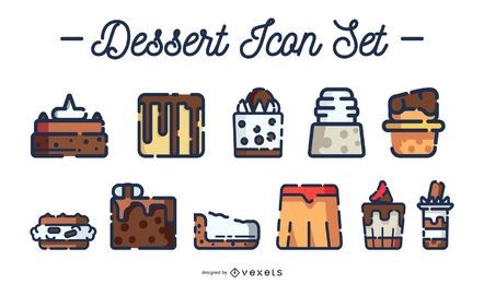 Colección de postres de panadería