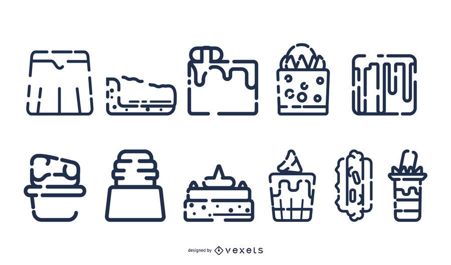 Strich Dessert Icon-Sammlung Strich Dessert Icon-Sammlung