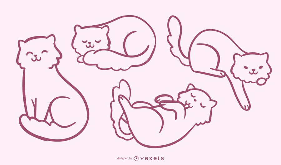 Conjunto de gato Doodle Conjunto de gato Doodle
