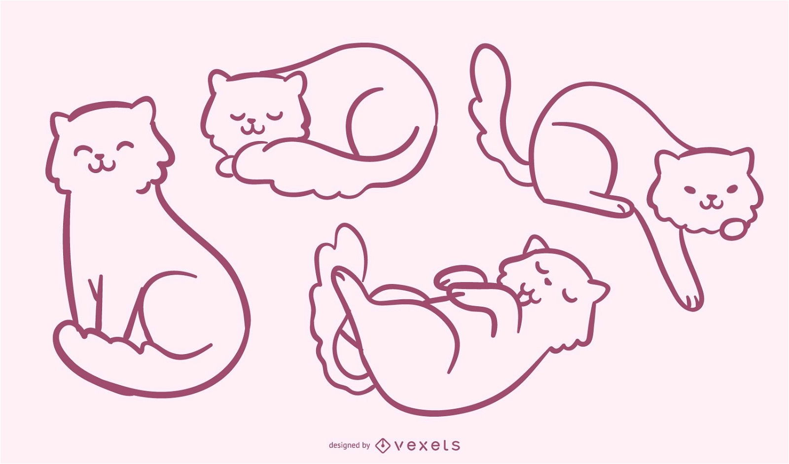 Conjunto de doodle de gato fofo