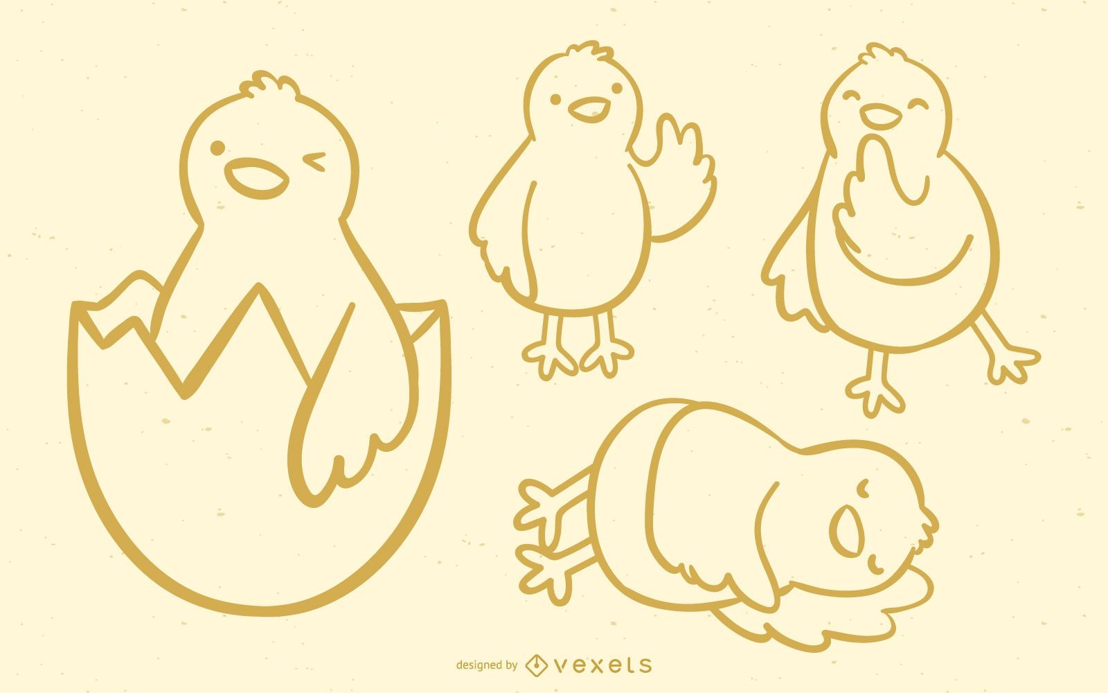 Lindo conjunto de Doodle de pollito