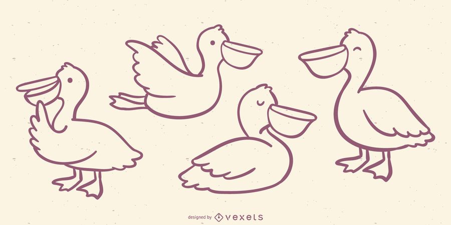 Cute Pelican Doodle Set Cute Pelican Doodle Set