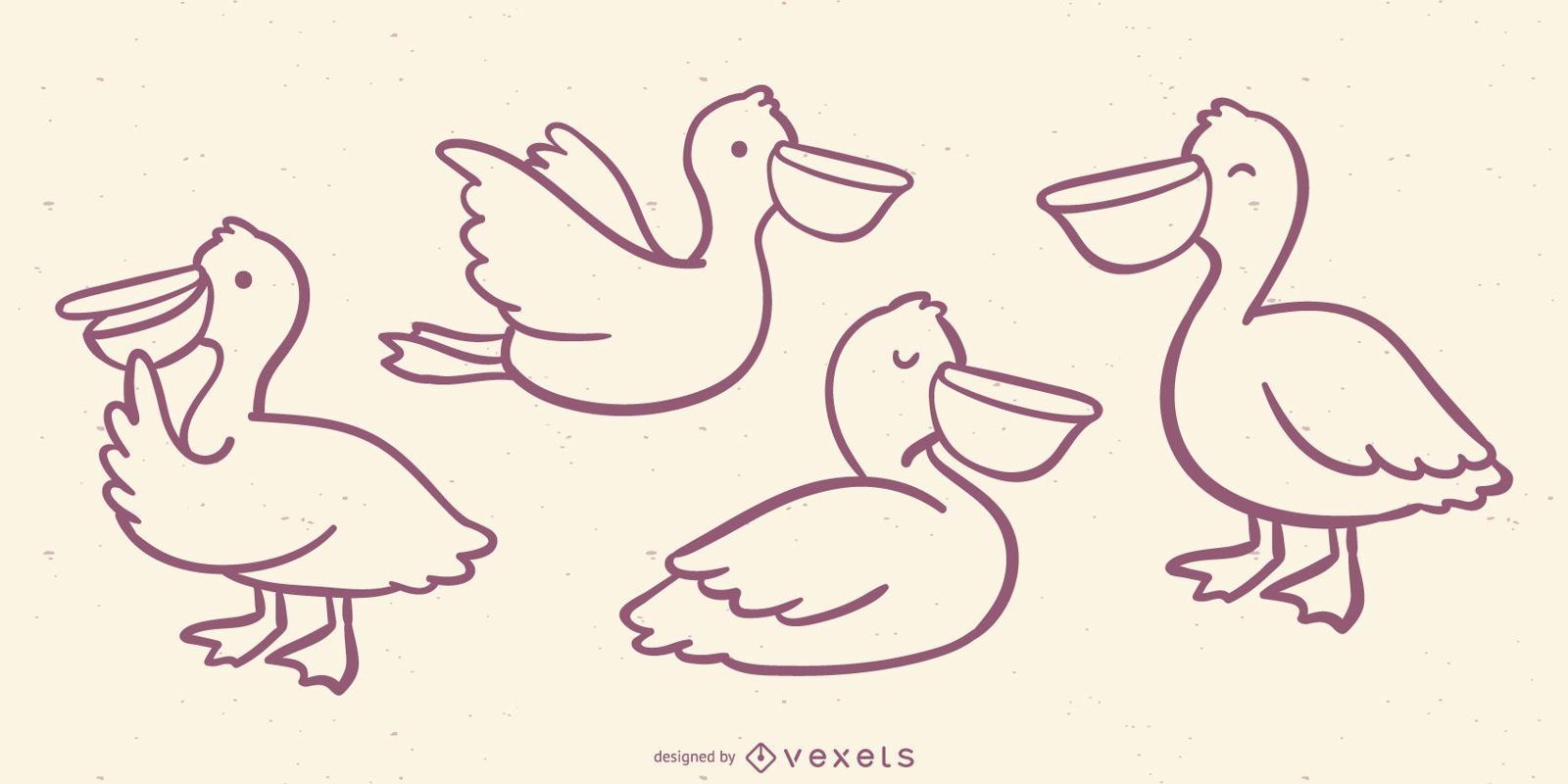 Cute Pelican Doodle Set