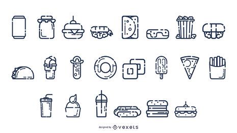 Colección de iconos de movimiento de comida rápida Colección de iconos de movimiento de comida rápida