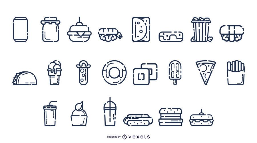 Black and White Fast Food Collection Black and White Fast Food Collection