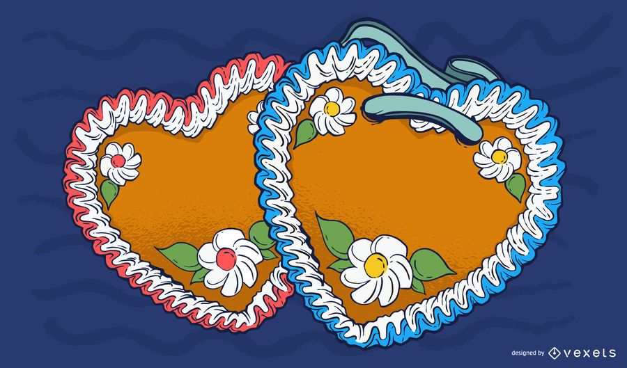 Ilustração de corações de gengibre bonito Ilustração de corações de gengibre bonito