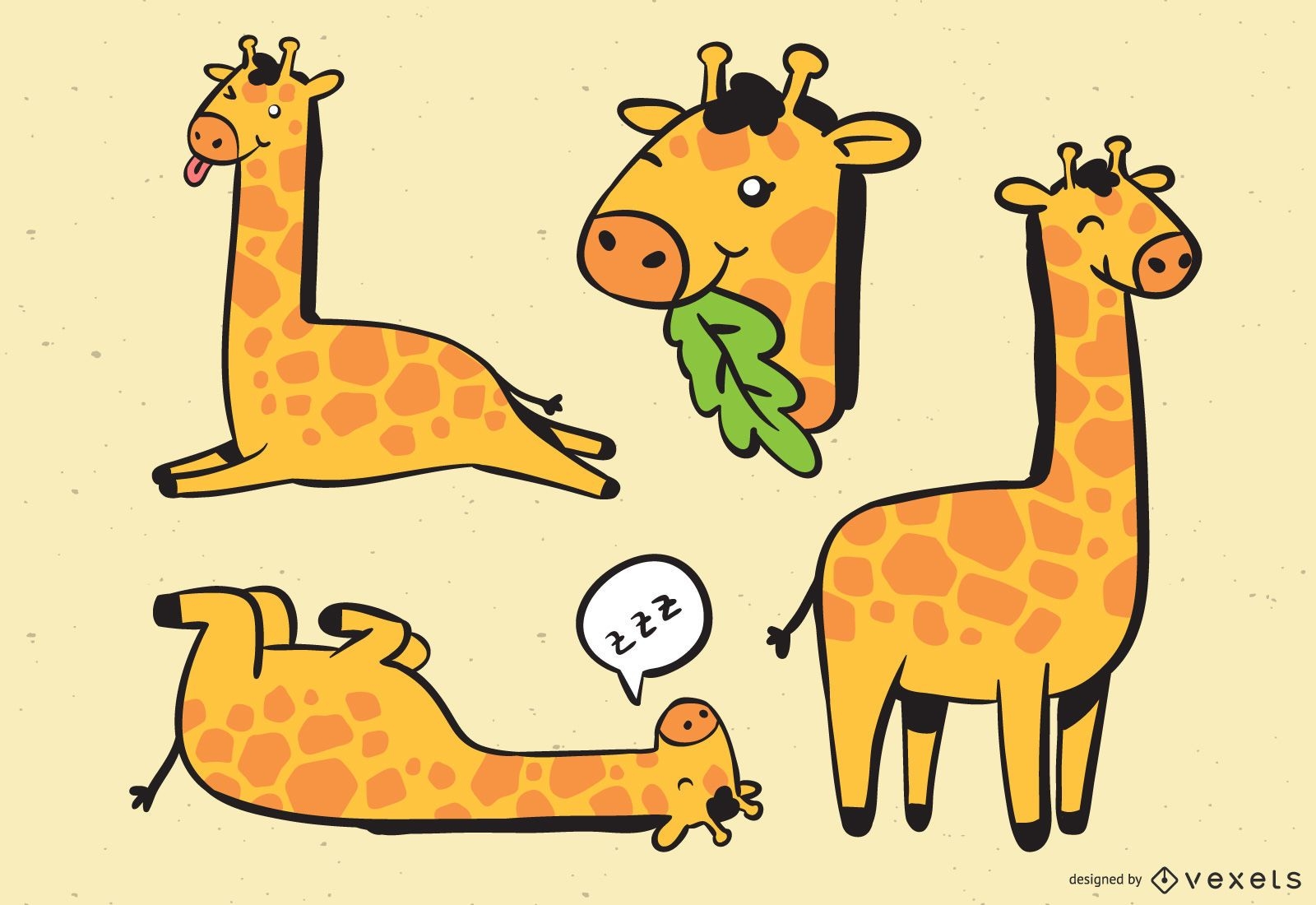 Ilustração da coleção de girafas fofas