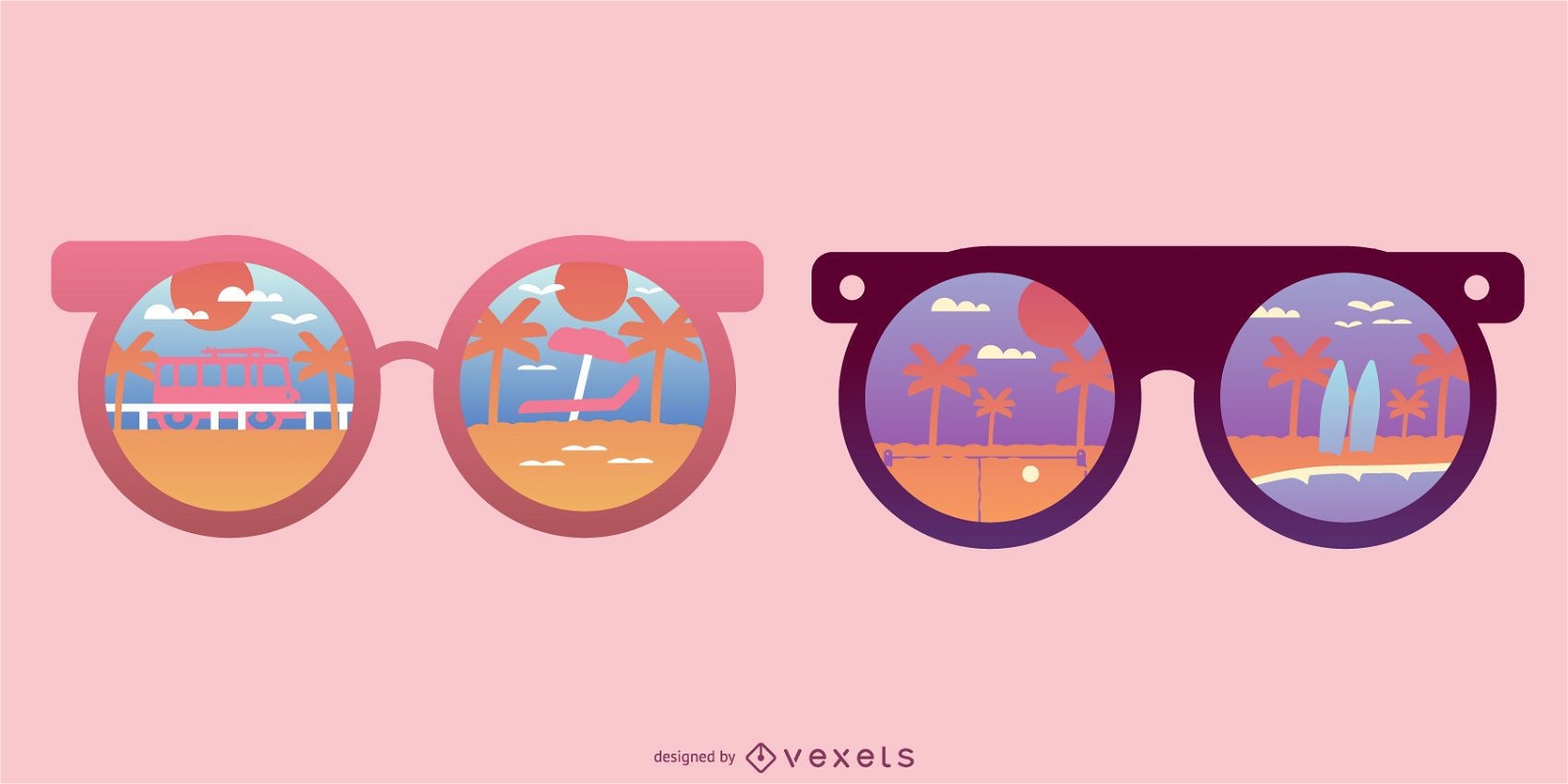 Gafas de sol redondas Beach Reflection