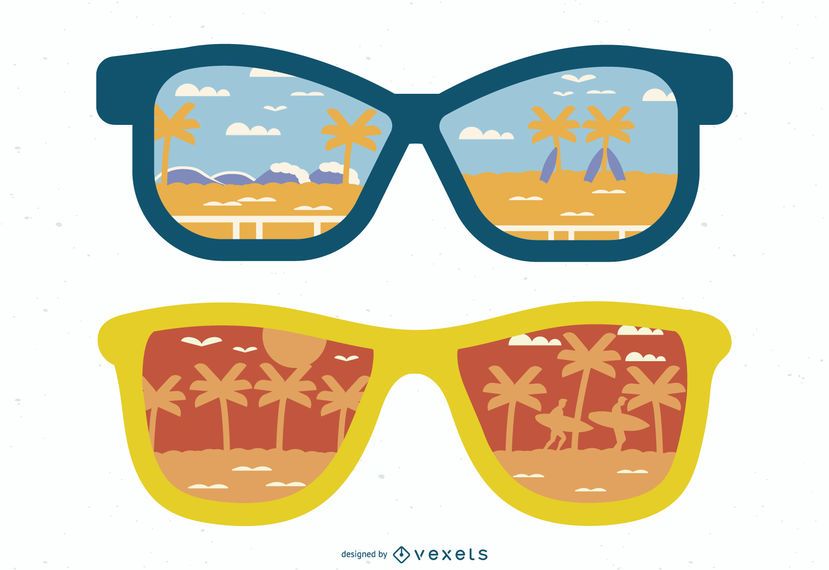 Gafas de sol Refection de playa ilustración Gafas de sol Refection de playa ilustración