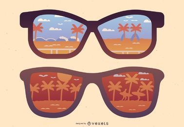 Beach Reflection Sunglasses Illustration