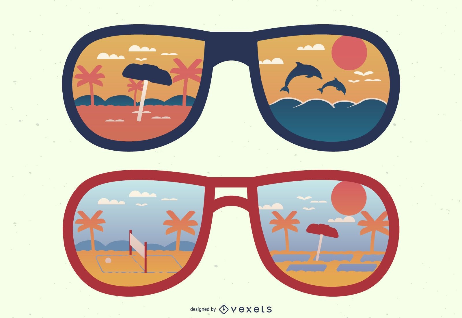 Reflejos de gafas de sol al mediod?a y al atardecer