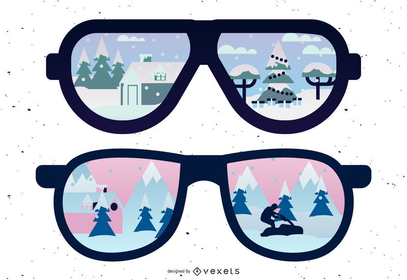 Snow Covered Sunglasses Reflection Snow Covered Sunglasses Reflection