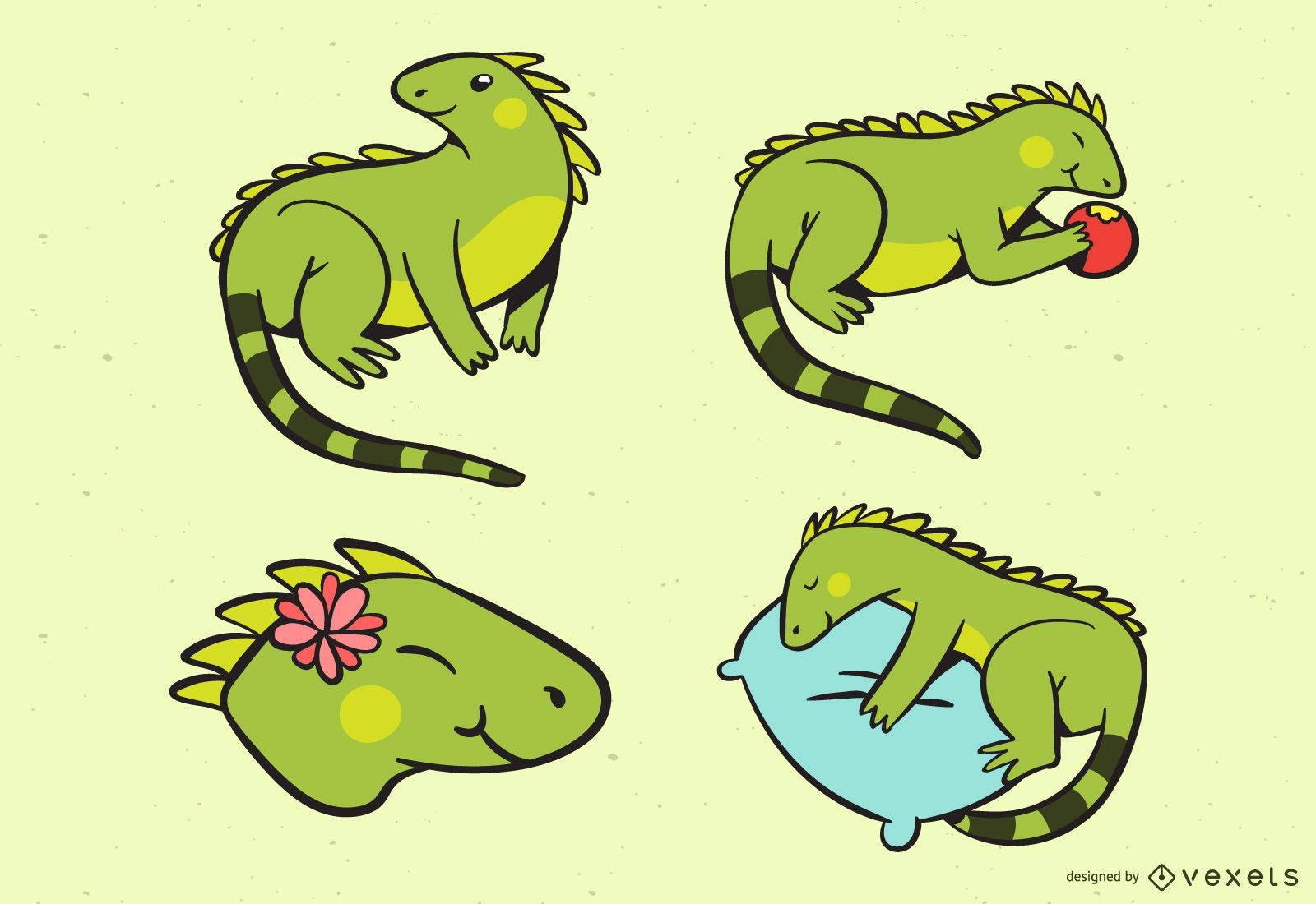 Coleção de iguanas coloridas