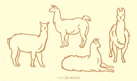 Coleção Cute Llama Doodle