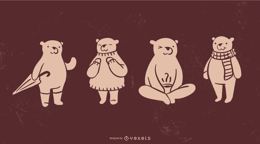 Coleção de silhueta de urso fofo Coleção de silhueta de urso fofo