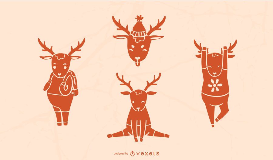 Cute Deer Silhouette Set Cute Deer Silhouette Set
