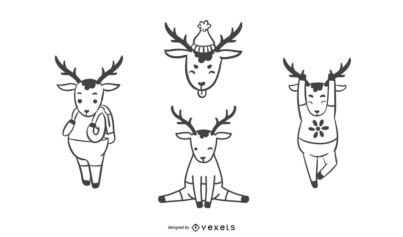Ilustración de colección de ciervos simple
