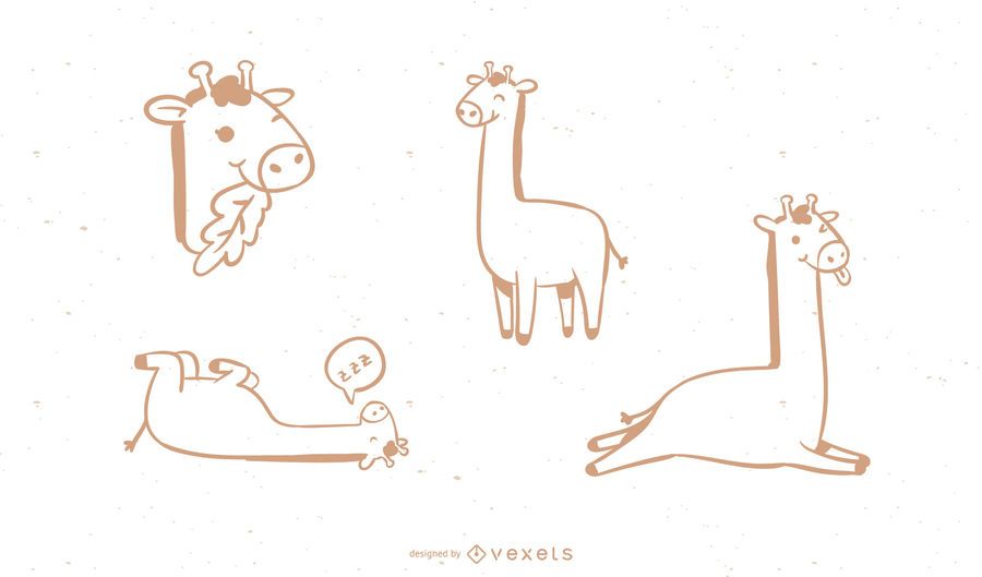 Einfache Giraffen-Gekritzelsammlung Einfache Giraffen-Gekritzelsammlung