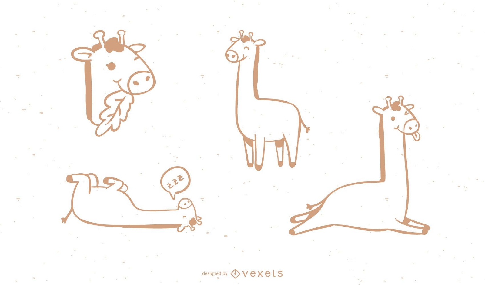 Einfache Giraffe Doodle Sammlung