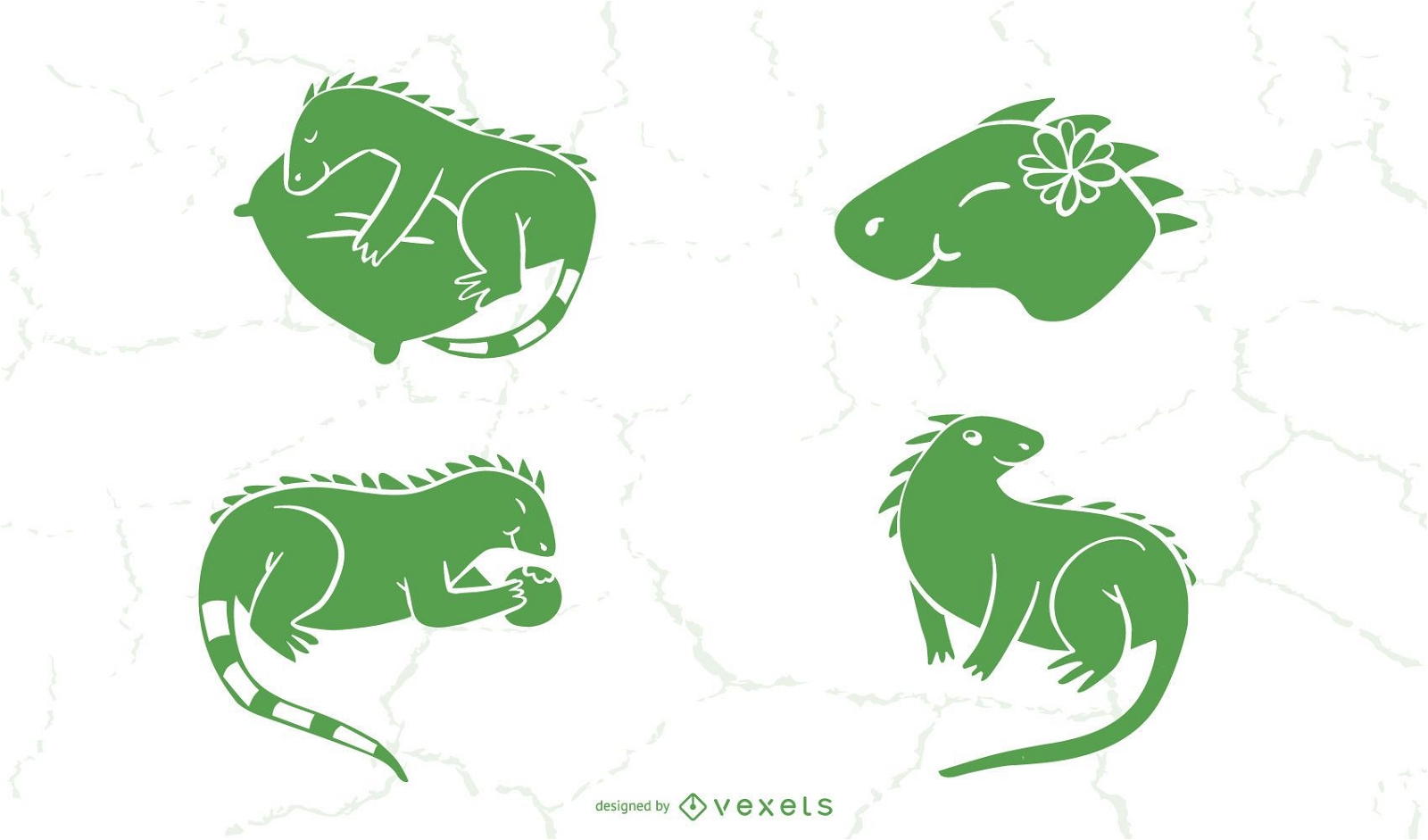 Cute Iguana Silhouette Collection