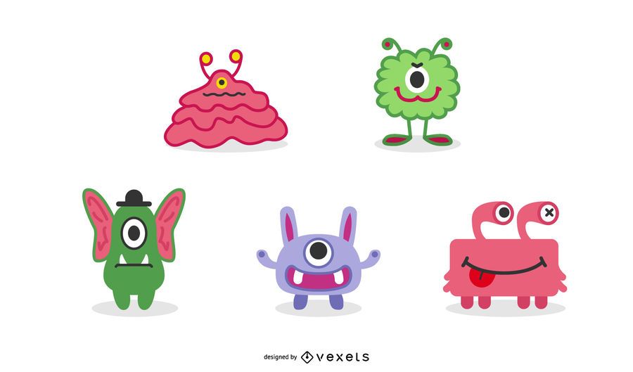 Conjunto de ilustración de monstruos lindos Conjunto de ilustración de monstruos lindos