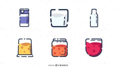 Conjunto de iconos de productos lácteos Conjunto de iconos de productos lácteos