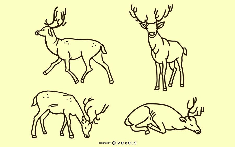 Deer doodle set Deer doodle set