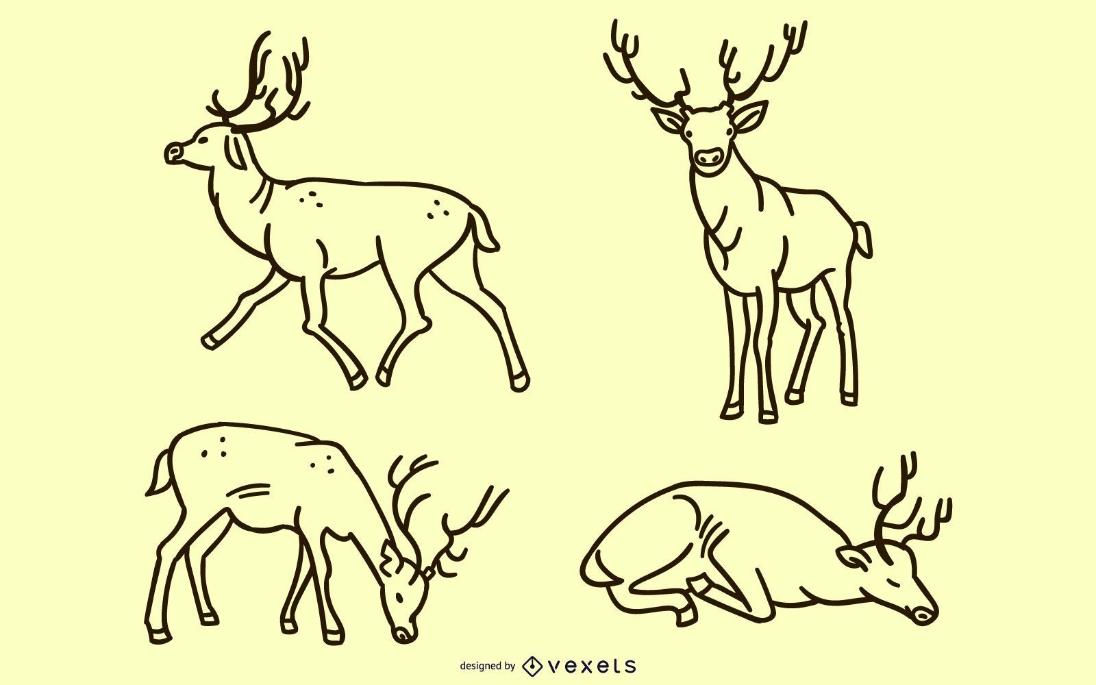 Conjunto de doodle de ciervo