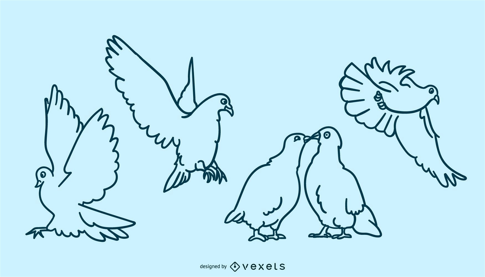 Conjunto de doodle de paloma