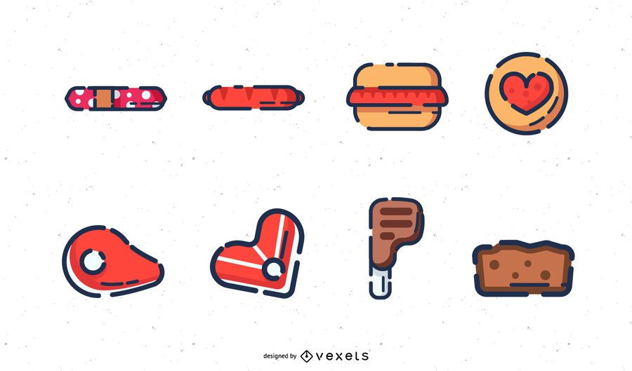 Meat icons set Meat icons set