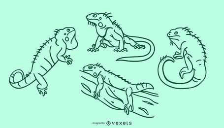 Iguana doodle set Iguana doodle set