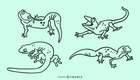 Cute lizard stroke set Cute lizard stroke set