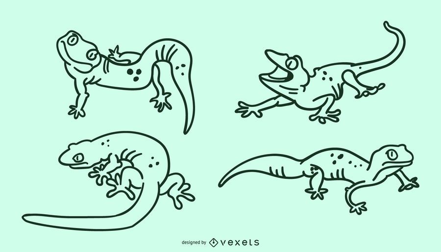 Cute lizard stroke set Cute lizard stroke set