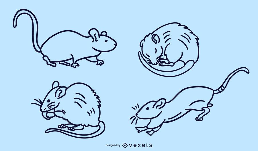 Rat stroke vector set Rat stroke vector set
