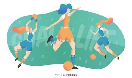Mulheres jogando futebol ilustração